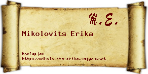 Mikolovits Erika névjegykártya